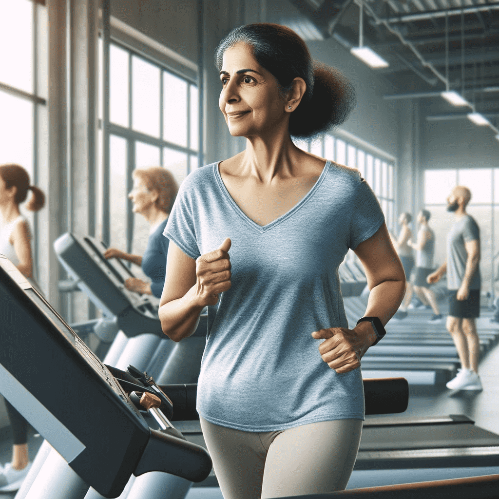 Lady running on a treadmill